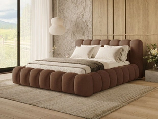 Lit Coffre rembourré avec sommier relevable 160x200 Averia Marron