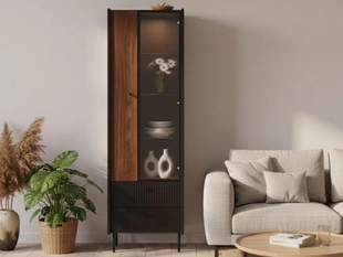 Moderne Vitrine avec LED Pascale Noix de Warmie, noire