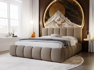 Lit Coffre rembourré avec sommier relevable 180x200 Cloud Marron