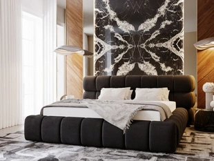 Lit Coffre rembourré avec sommier relevable 180x200 Mellow Noir