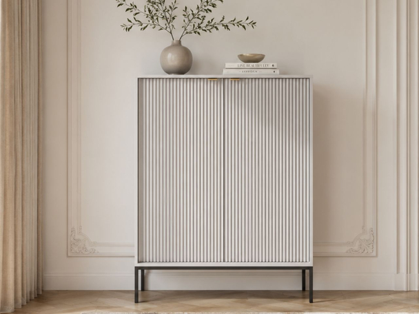 Buffet avec Portes sur Pieds Noirs Amber Gris
