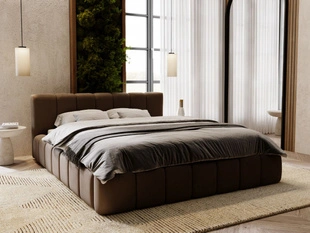 Lit Coffre rembourré avec sommier relevable 120x200 Split Marron