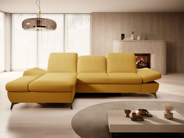 Canapé d'Angle Gauche Convertible avec Coffre Hannover Jaune