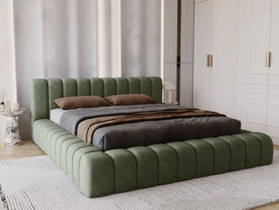 Lit Coffre rembourré avec sommier relevable 140x200 Italia Vert