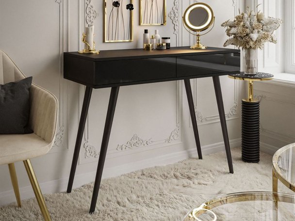 Console élégante avec tiroirs Olivine Brillant noir