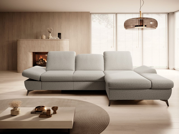 Canapé d'Angle Droite Convertible avec Coffre Hannover Beige