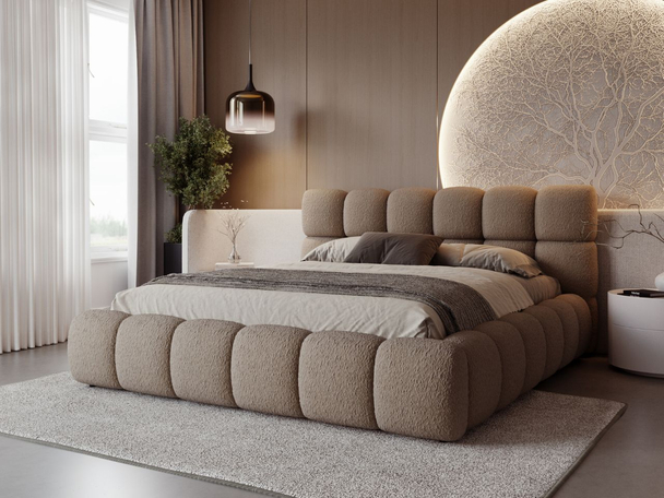Lit Coffre rembourré avec sommier relevable 120x200 Modo Marron