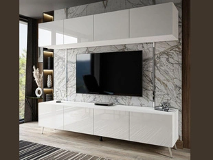 Meuble mural pour le salon avec éclairage LED Noaé Blanc