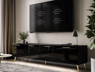 Meuble TV Rangement avec éclairage LED Noaé Noir