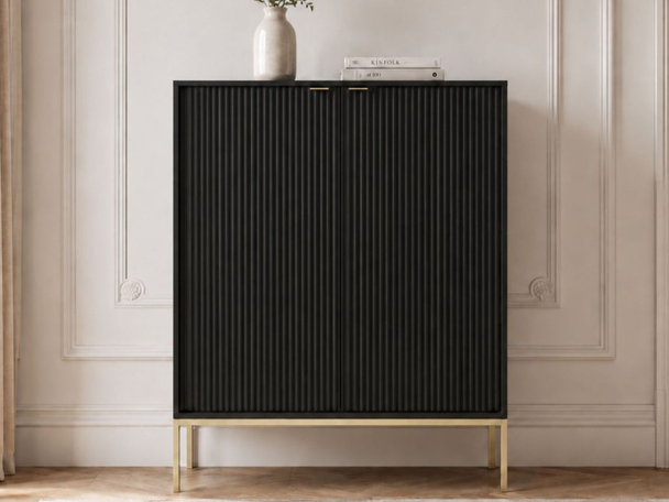 Buffet avec Portes sur Pieds Dorés Amber Noir