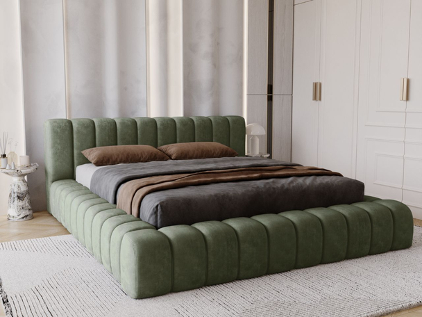 Lit Coffre rembourré avec sommier relevable 120x200 Italia Vert