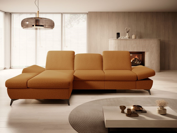 Canapé d'Angle Gauche Convertible avec Coffre Hannover Orange