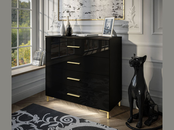Commode de Rangement avec éclairage LED Nuveo Noir