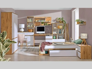 Ensemble de meubles pour chambre d'adolescent Arcadia marron, blanc