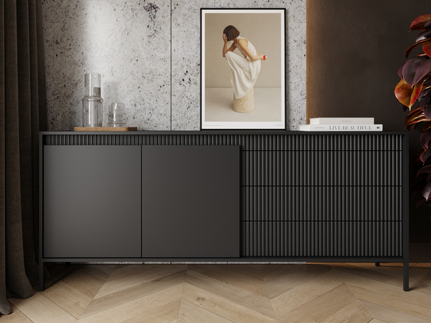 Buffet avec Portes et Tiroirs 187 cm Sorano Noir