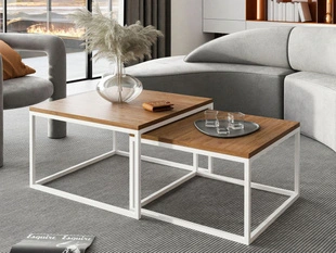 Tables Basses Gigognes sur cadre blanc Asumi Chêne Stirling 36x42