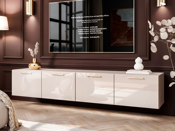 Meuble TV Rangement avec éclairage LED Noaé Cachemire