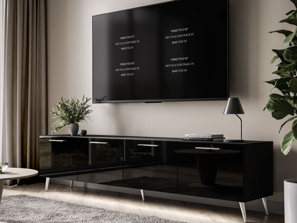 Meuble TV Rangement avec éclairage LED Noaé Noir