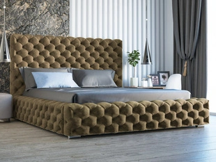 Lit Coffre rembourré avec sommier relevable 200x200 Heaven Marron
