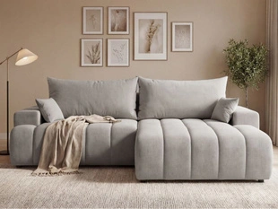 Canapé d'Angle Droite Convertible avec Coffre Caleo Gris clair