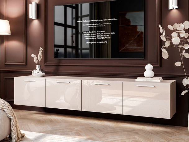 Meuble TV Rangement avec éclairage LED Noaé Cachemire