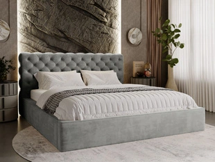 Lit Coffre rembourré avec sommier relevable 140x200 Apollo Gris