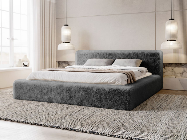 Lit Coffre rembourré avec sommier relevable 120x200 Enjoy Gris