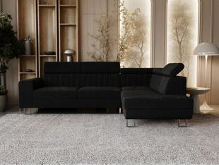 Canapé d'Angle Droite Convertible avec Coffre Berona Noir