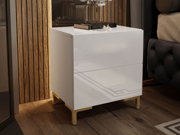 Table de chevet à tiroirs Nuveo Lux Blanc