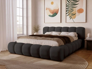 Lit Coffre rembourré avec sommier relevable 120x200 Doria Noir
