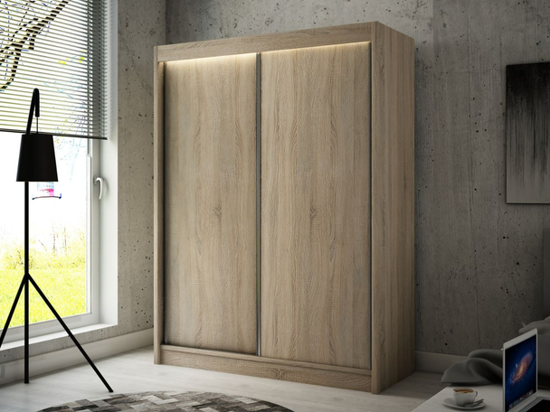 Armoire Portes Coulissantes avec éclairage LED Diano Chêne Sonoma