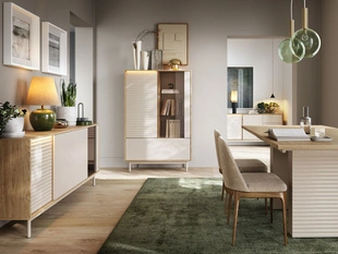 Ensemble de meubles de salon avec éclairage LED Rapallo Cachemire, chêne huilé