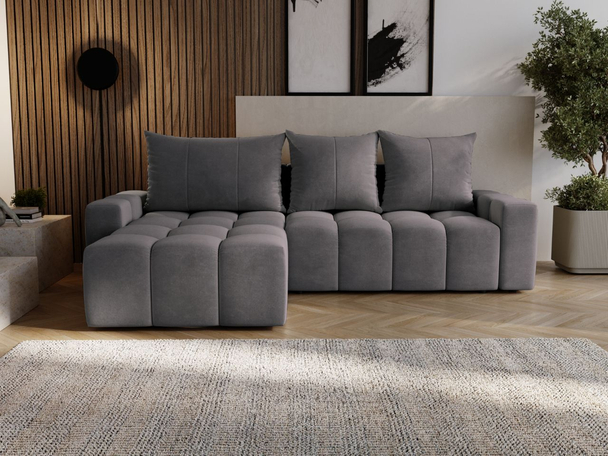 Canapé d'Angle Convertible Réversible avec Coffre Bresso Gris