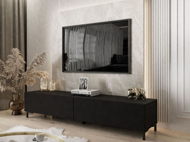 Meuble TV Rangement avec éclairage LED Sorelle Noir