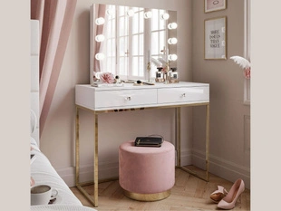 Coiffeuse glamour avec miroir et éclairage LED Brisa Brillant blanc