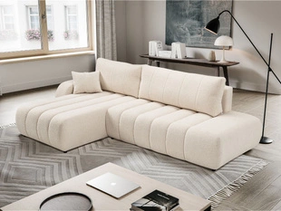 Canapé d'Angle Gauche Convertible avec Coffre Adoro Beige clair
