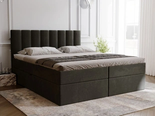 Lit Boxspring avec Coffre de Rangement 160x200 Mocca Gris foncé