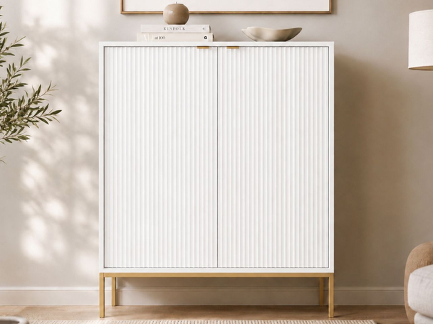 Buffet avec Portes sur Pieds Dorés Amber Blanc