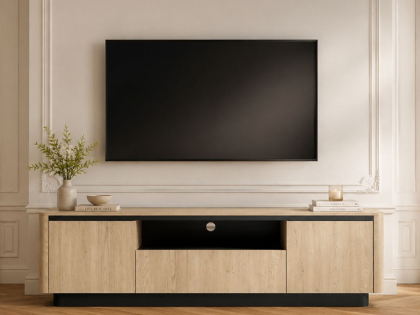 Meuble TV avec Portes Fascino Chêne Cremona / Noir