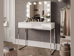 Coiffeuse glamour avec miroir et éclairage LED Brisa Brillant blanc