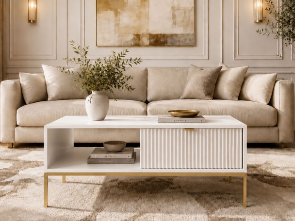 Table Basse avec Rangement Amber blanc