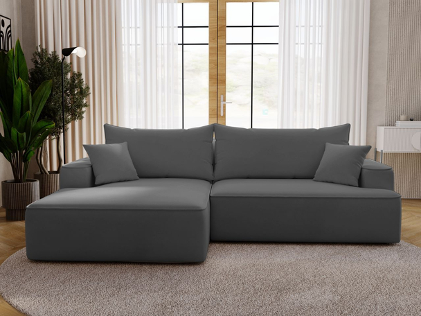 Canapé d'Angle Gauche Convertible avec Coffre California Gris
