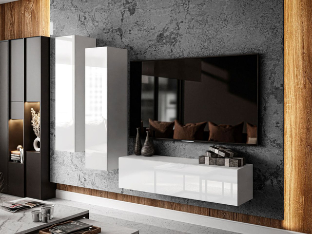 Meuble mural suspendu pour le salon Nodoo Blanc