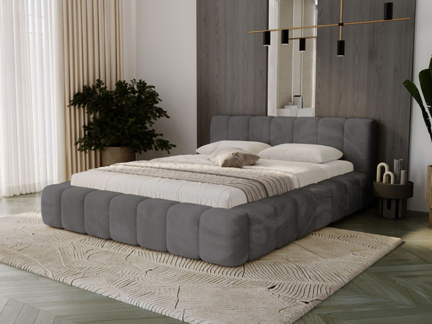Lit Coffre rembourré avec sommier relevable 160x200 Ibiza Graphite