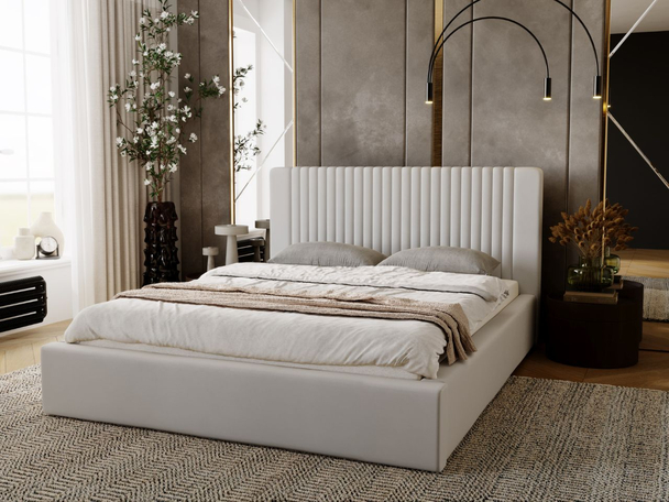Lit Coffre rembourré avec sommier relevable 120x200 Malmo Gris clair