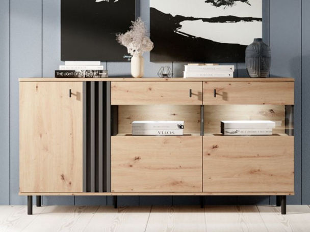 Buffet avec portes Malone Chêne Artisan, Anthracite