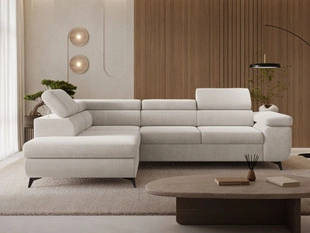 Canapé d'angle gauche convertible avec coffre Argon Beige clair