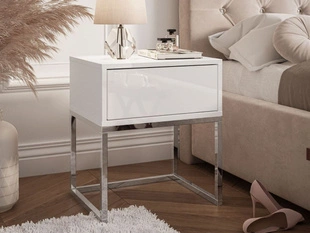 Table de chevet avec cadre en métal Brisa Brillant blanc