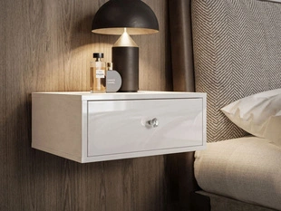 Table de chevet suspendue avec tiroir et éclairage LED Brisa Brillant blanc