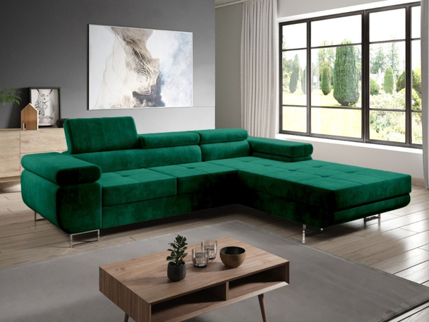 Canapé d'Angle Droite Convertible avec Coffre Solam Vert